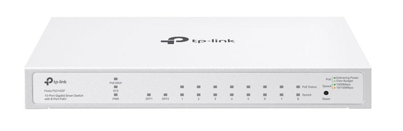 TP-Link Switch Semigestionable Festa FS310G 8x RJ45 GB 2XSFP GB Housing Metalica PoE 61W Vlan