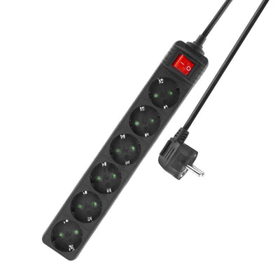 Power Strip With Illuminated Switch, 6 Sockets, 3M, Black — image 1