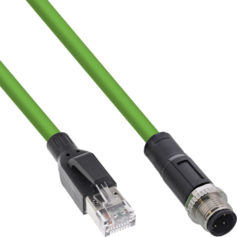 Inline® Industrial Network Cable M12 4-PIN D-coded Male Plug a RJ45, Pur 20M