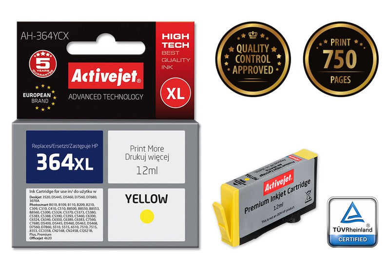 Activejet Ink Ah-364YCX (reemplazo HP 364XL CB325EE - Premium - 12ML - Yellow