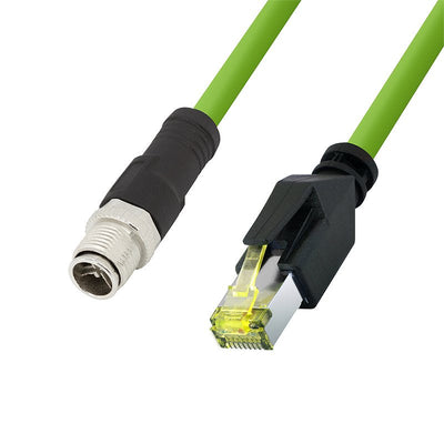 M12 CAT.6A Industrial Patch Cable Pur, M12 X-coded To RJ45, 2,00M — image 1