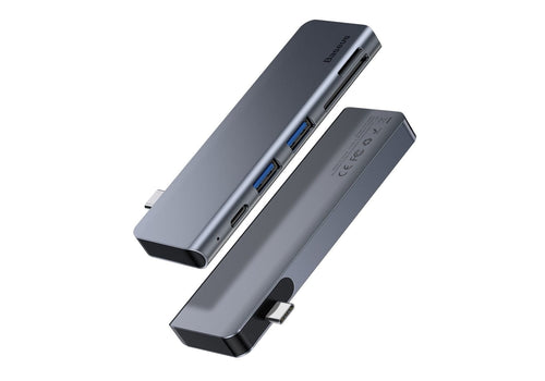 Baseus Adapter Hub Multifuncional Harmonica 5 1 (usb-c, USB 3.0, TF / Sd), Grey — image 1