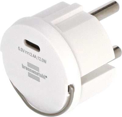 Brennenstuhl USB-C Steckdosenadapter, USB-C Ladebuchse 2,4A, Max. 12,0W, White — image 1