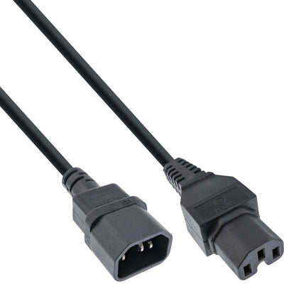 Inline 20PCS. Pack Bulk-pack ® Power Cable Extensión C15 Straight a C14 Socket Straight Black 3M — image 1