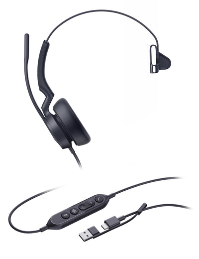 Yealink Headphones UH46 Mono Teams USB-C/a Alámbrico Diadema USB Type-c USB Type-a Black — image 1