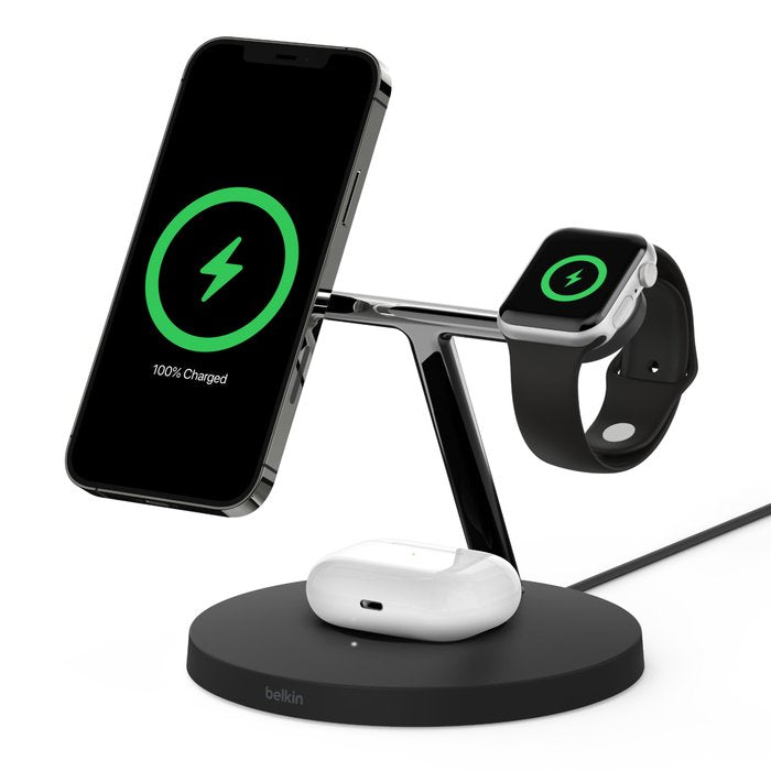 Belkin Drahtloses 3-IN-1-CARGADOR With Magsafe 15W, Black