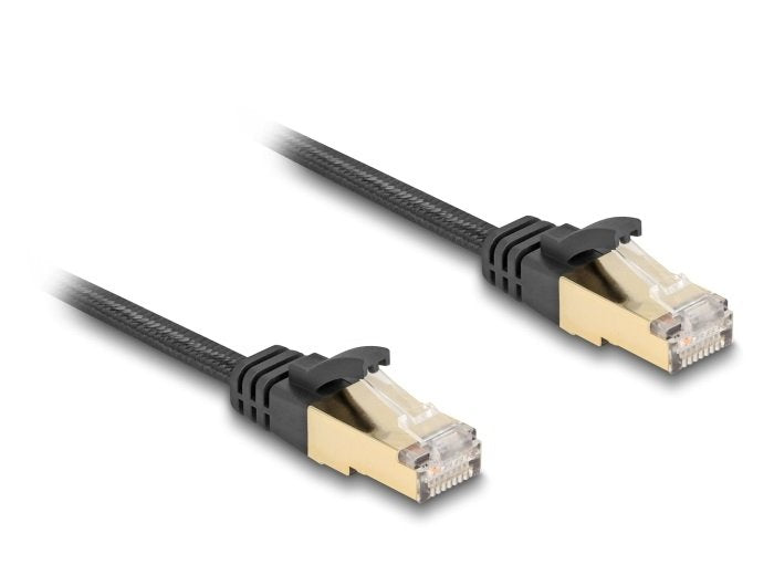 Delock RJ45 Network Cable Plano Trenzado CAT.6A S/FTP 0.25M Negro