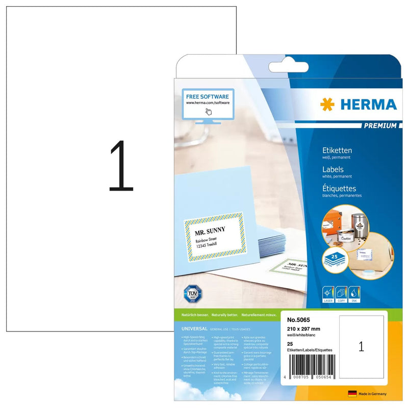 Herma Labels 210X297 25 Sheets Din A4 25 Pcs. 5065 Labels