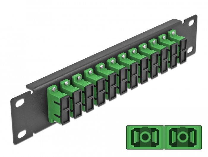 Delock 66772 Panel Connection Fibre Optic 10 12 Ports Sc Duplex Green 1U Black