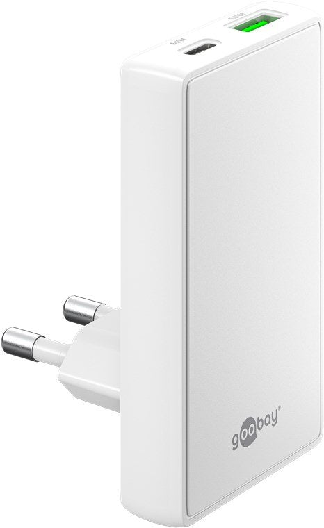 Goobay Fast Charger USB-C/a Pd GaN 90° Dual White 65 Watt) 75724