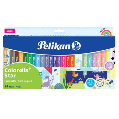 Pelikan Colorella Star Pack 24 Markers Colours - Punta Fina - Lavables - No Toxicos - Colours Fluorescentes An — image 1