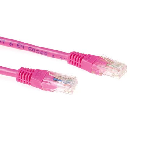 Pink 15 Meter U UTP CAT.6A Patch Cable With RJ45 Connectors