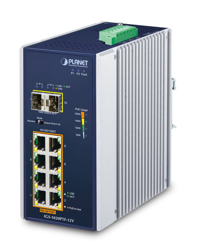 Planet IP30 Ind 8-P 10/100/1000T No Administrado Gigabit Ethernet (10/100/1000) Energía Sobre Ethernet (PoE) B — image 1