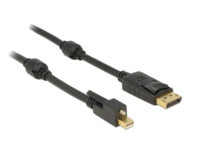 Delock Cable Mini DisplayPort 1.2 Male With Screw DisplayPort Male 4K Black 2M