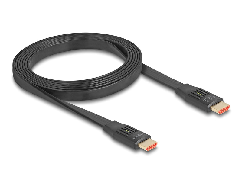 Delock Cable Flat HDMI High Speed 48 GPS 8K 60HZ Black 2 Metres 81002