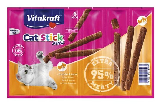 Vitakraft Cat Stick Alimento Seco Gatos Cordero, Pavo 36G
