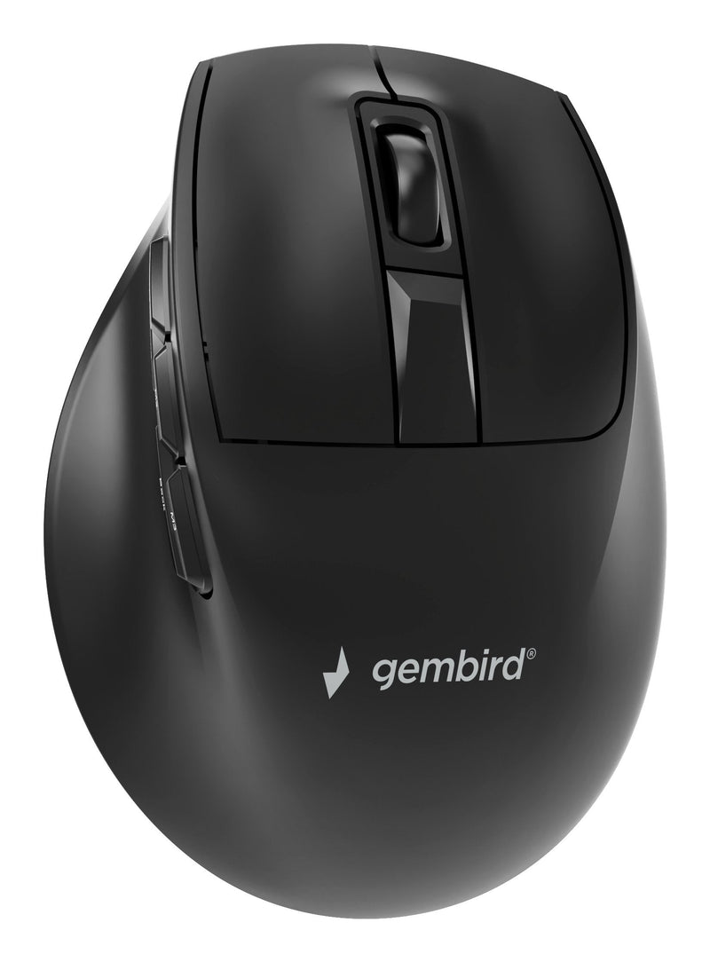 Gembird Mouse MUSW3-9B-01 Ergonómico Wireless Triple Modo (2,4G + Bluetooth + Usb), 2400 Dpi, 9 Buttons Black