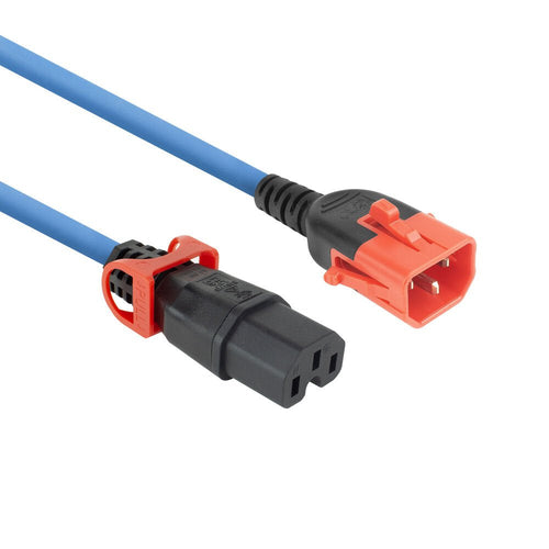Powercord C14 IEC Lock + Dual Locking - C15 IEC Lock + Blue 2M, PC3874 — image 1