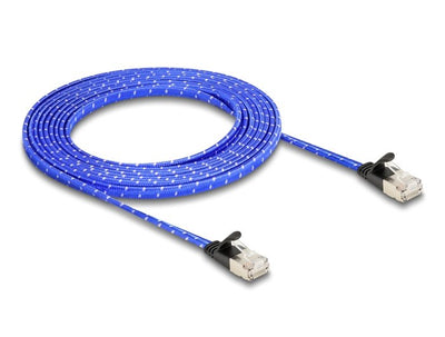Delock RJ45 Network Cable Flat Trenzado CAT.6A U/FTP 3M Blue — image 1