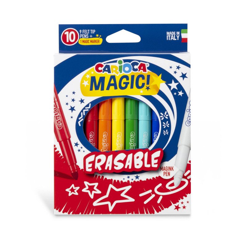 Carioca Magic Markers Pack 10 Markers Magicos Erasable - Ink Magica Cambia Colour - Includes Marker Magink