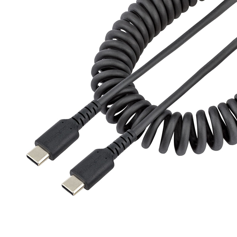 USB C Charging Cable - 50CM Cabl (20IN) Coiled Cable Black