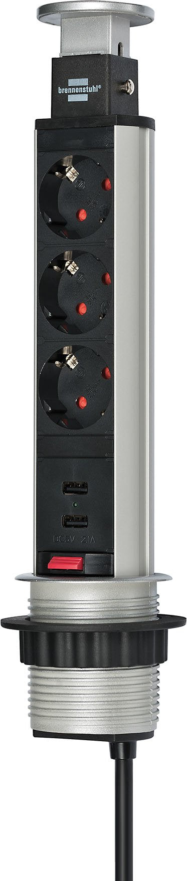 Brennenstuhl 1396200013 Base Múltiple 2M 3 Salidas AC Indoor Aluminium Black — image 1