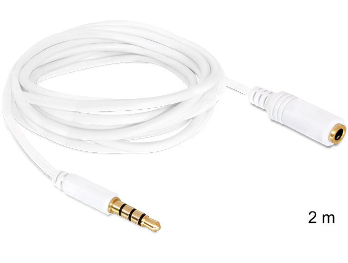 Delock Cable Jack 3.5MM 2M M/H Alargo White