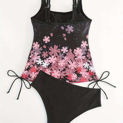 Womens Fashionable Printed Lace-Up Sexy Swimsuit Set