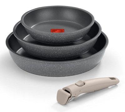 Monix Pack 3 Sartenes + Handle Removable One Click Pietra M831303 Ø20CM Ø24CM Ø26CM Aluminium Forjado Apta Ind — image 1