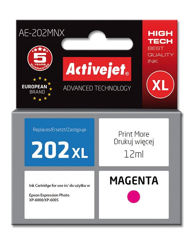 Activejet Ink AE-202MNX (reemplazo Epson 202XL H34010 - Supreme - 12ML - Magenta