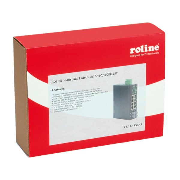 Roline Industrie Switch, 6X RJ-45, 2X St, Unmanaged