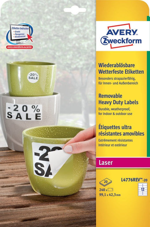 Avery Zweckform Resistant a Intemperie Folienetiketten 99,1 X 42,3MM — image 1