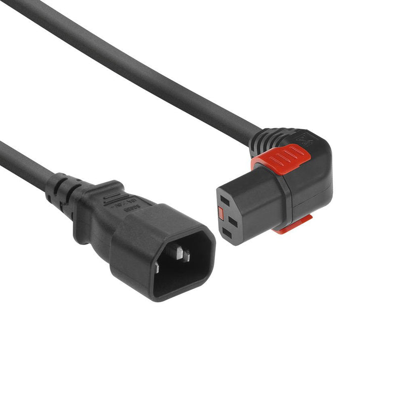 Powercord C14 - C13 IEC Lock (down Angled) Black 1M, PC2044