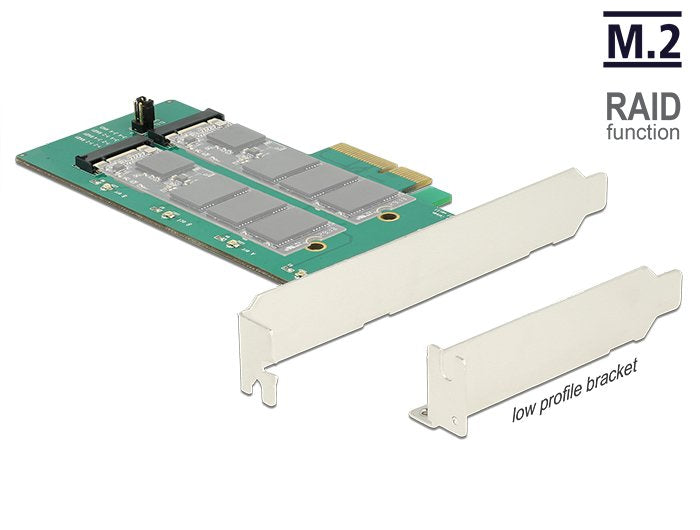 Pci Express X4 Card 2 X Intern M.2 Key B With RAID - Low Profile Form Faktor