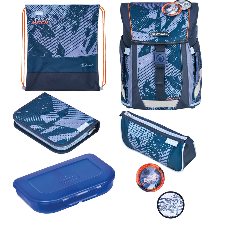 Herlitz Filoactive XL Plus Techmech Set Of Backpack School Child Poliéster Blue Orange