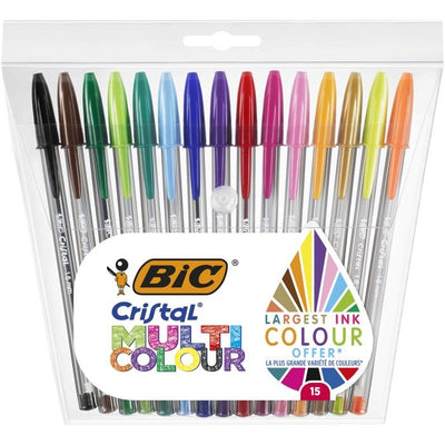 Bic Blister 15 Units Boli Glass Multicolour Punta 1.6MM Wide Line 0.42MM Colours Surtidos — image 1