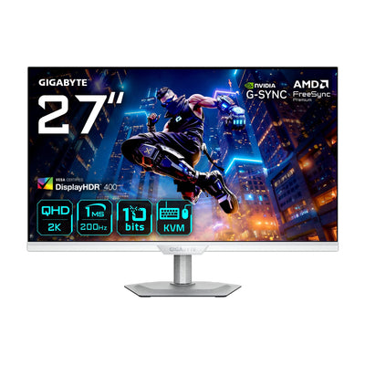 Gigabyte Monitor Gaming M27Q2 Qd Ice QLED 27 White Qhd, Ss-ips, Kvm, Hdmi, Dp, Usb-c, Panel 200HZ M27Q2 Qd Ice — image 1