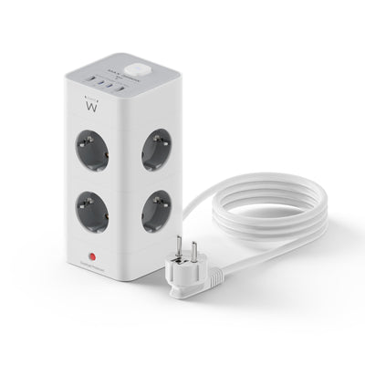 Ewent EW3864 Power Strip 8 Sockets Shucko + 2USB-A + 2USB-C — image 1