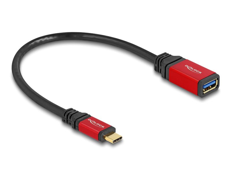 Delock USB 10Gbps Adapter USB Type-c Connector Male a USB Type a Connector Female 15CM Red Metal