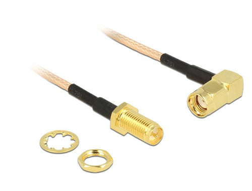 Delock Cable Antenna Rp-sma Connector Male 90° Rp-sma Connector Female Assembly RG-316 16CM — image 1