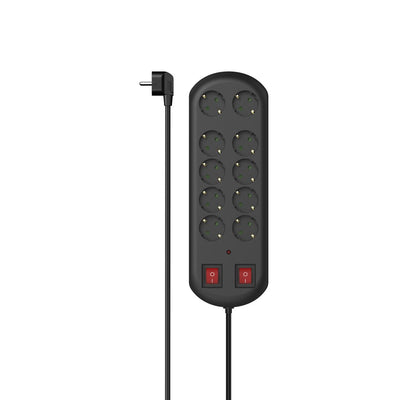 Hama Power Strip 10 Sockets C/ Protection 2 Switches 2M Black — image 1