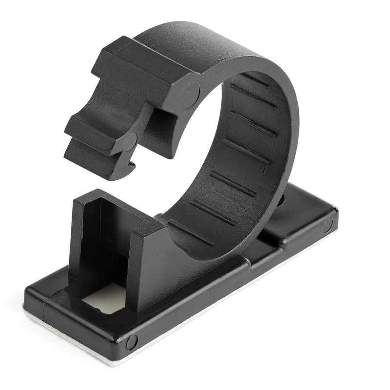 StarTech.com 100 Clips Gestión Cableado Adhesivos Black Organiser Cableado Escritorios/Oficinas Mordaza Nylon