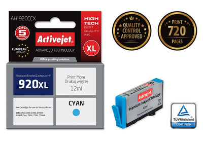 Activejet Ink Ah-920CCX (reemplazo HP 920XL CD972AE - Premium - 12ML - Cyan — image 1