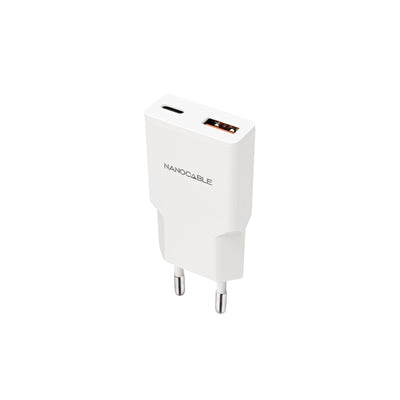 Nanocable Wall Charger 10.10.2025 1x USB Type-c 1x USB 25W White — image 1