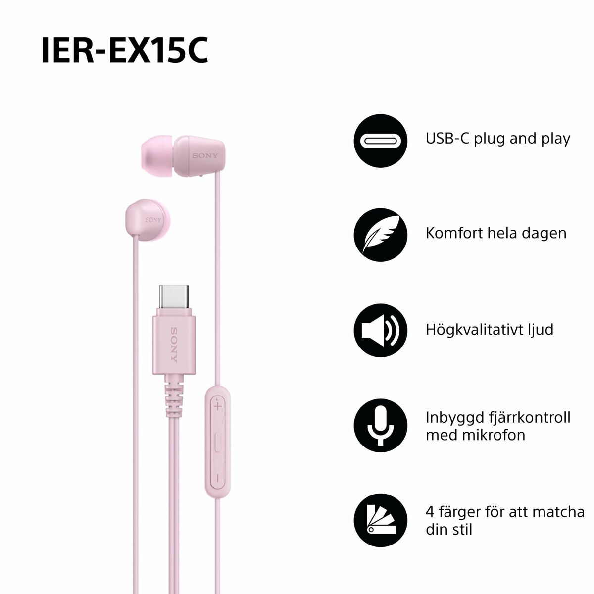 Sony Headphones Sony Ierex15Cp Pink