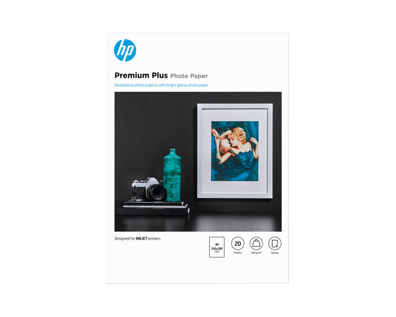 HP Premium Plus Paper Fotografico Glossy A4 (210 X 297MM) - 300G/M² - 20 Hoja(s) Envy 5055, 7645, Officejet 52