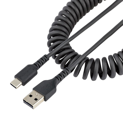 USB a To C Charging Cable - 1M Cabl (3.3FT) Coiled Cable Black — image 1