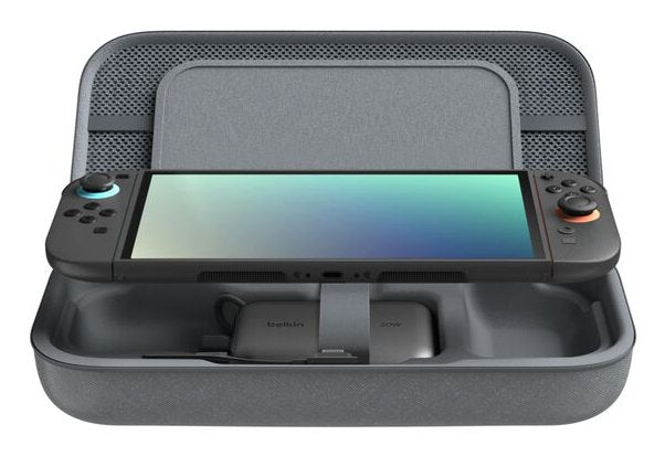 Belkin ENA001HQCH-V2 Case Travel Nintendo Mesh Poliéster, Terciopelo Carbón Vegetal