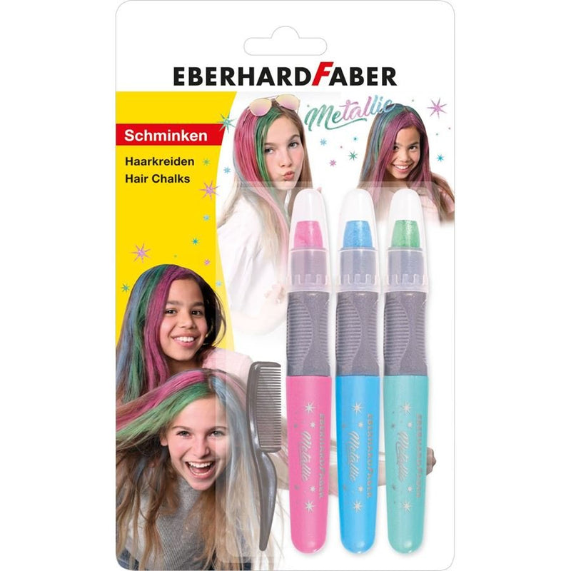 Eberhard Faber Pack 3 Tizas Metallic Hair + 1 Mini Comb - Aplicar Sobre Hair Seco - Utilice