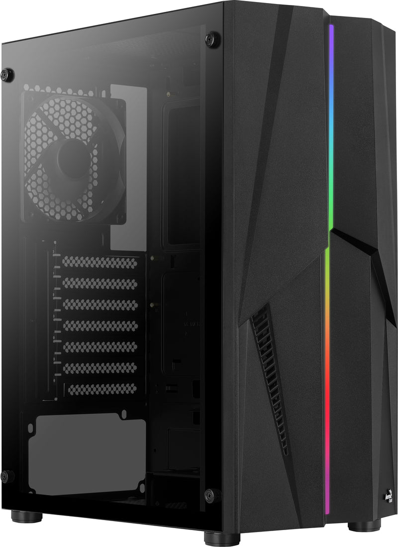 Aerocool PC Case Mecha Black Front With Line RGB Panel Side Glass Tempered Without Power Supply